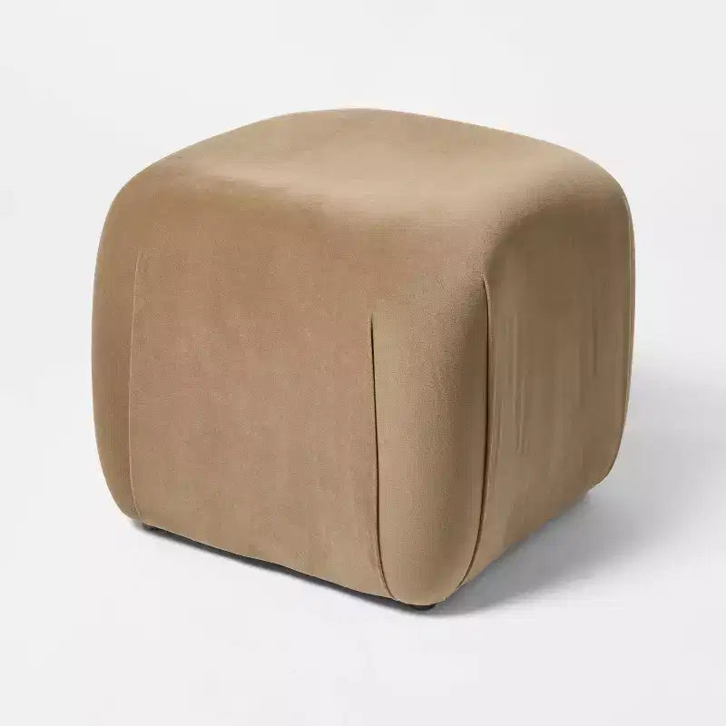 Square Velvet Ottoman Tan - Threshold™ designed with Studio McGee