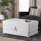 Baxton Studio Sabriel Pouf Lit Convertible en Tissu Gris Clair/Chêne Brun