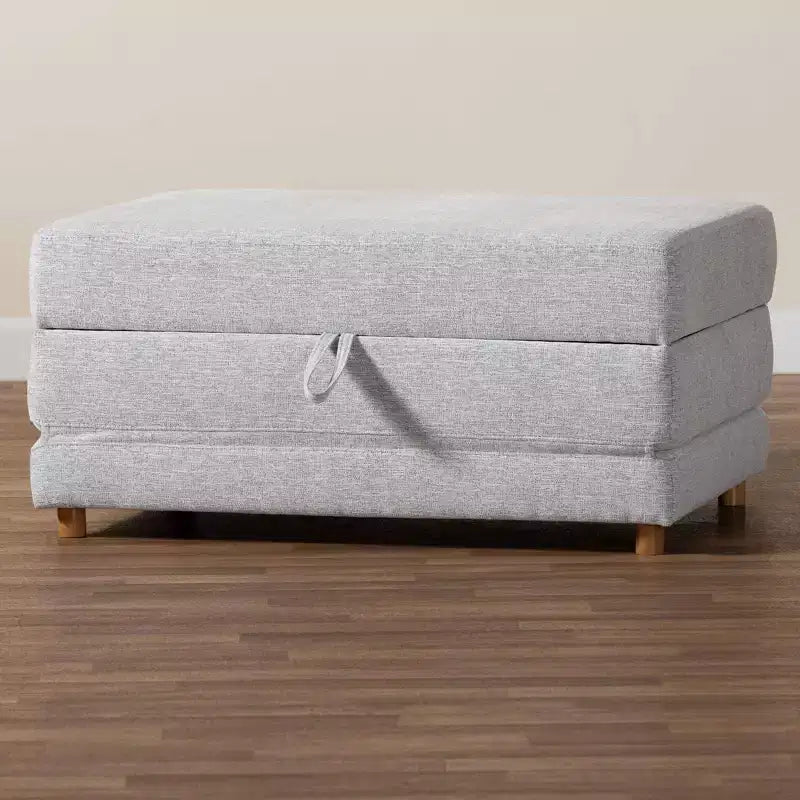 Baxton Studio Sabriel Pouf Lit Convertible en Tissu Gris Clair/Chêne Brun