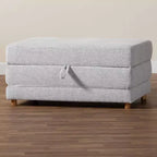 Baxton Studio Sabriel Pouf Lit Convertible en Tissu Gris Clair/Chêne Brun