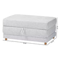 Baxton Studio Sabriel Fabric Convertible Sleeper Ottoman Light Gray/Oak Brown