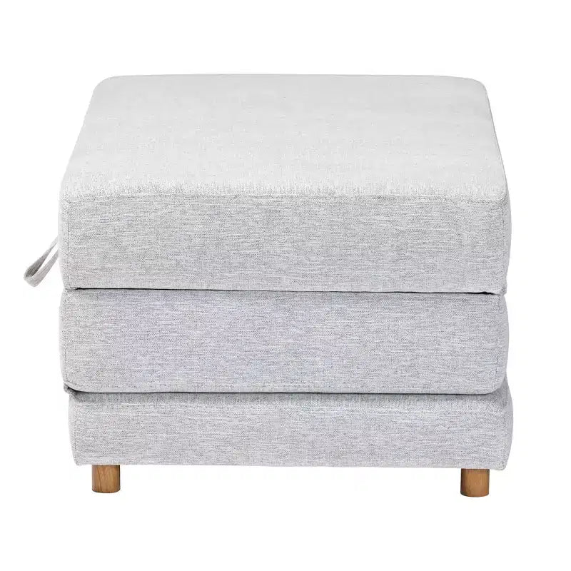 Baxton Studio Sabriel Pouf Lit Convertible en Tissu Gris Clair/Chêne Brun
