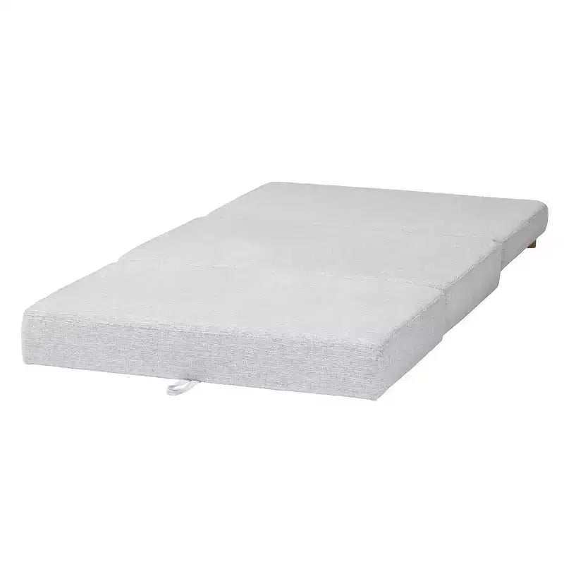 Baxton Studio Sabriel Pouf Lit Convertible en Tissu Gris Clair/Chêne Brun