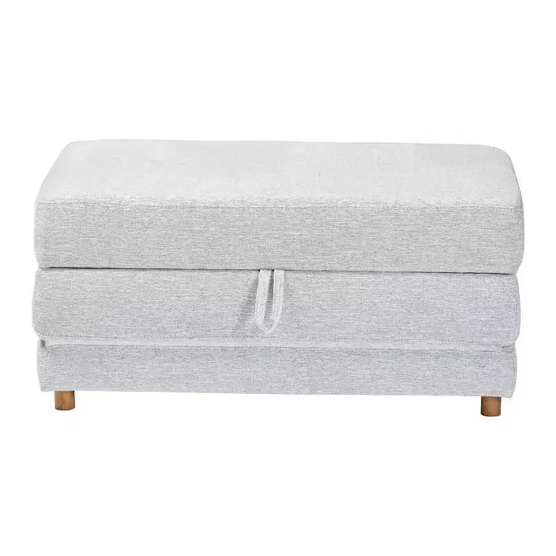 Baxton Studio Sabriel Pouf Lit Convertible en Tissu Gris Clair/Chêne Brun