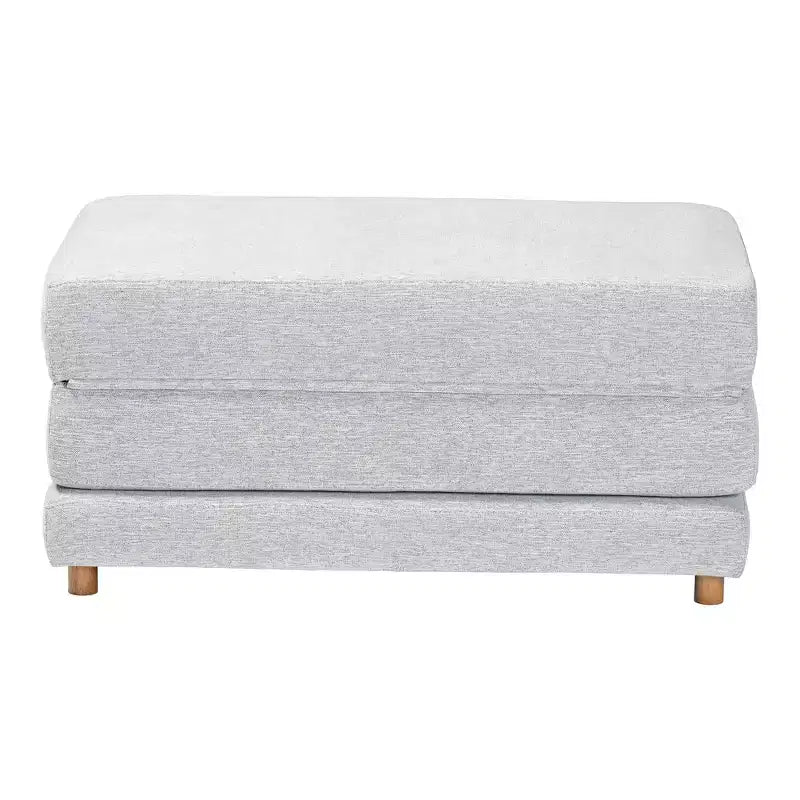Baxton Studio Sabriel Pouf Lit Convertible en Tissu Gris Clair/Chêne Brun