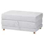 Baxton Studio Sabriel Pouf Lit Convertible en Tissu Gris Clair/Chêne Brun