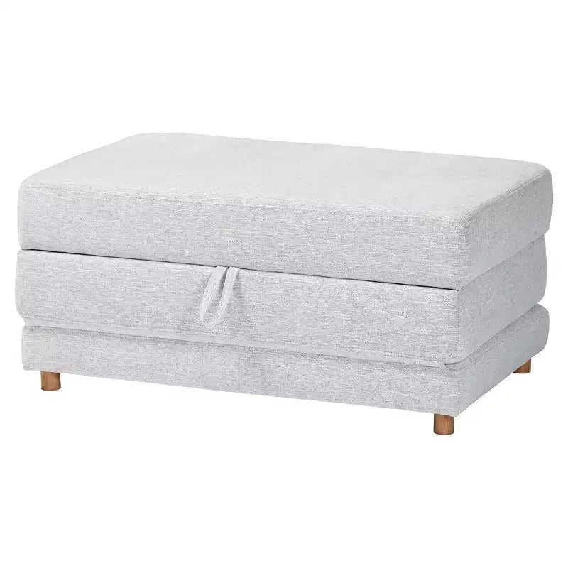 Baxton Studio Sabriel Pouf Lit Convertible en Tissu Gris Clair/Chêne Brun