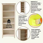Bibliothèque Shaker 60"x24" non finie - International Concepts : 5 niveaux, bois d'hévéa, dos fermé, étagères réglables