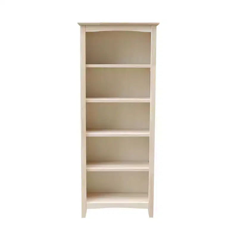 Bibliothèque Shaker 60"x24" non finie - International Concepts : 5 niveaux, bois d'hévéa, dos fermé, étagères réglables