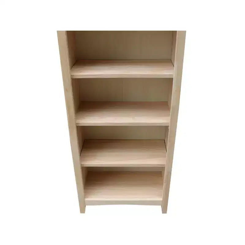 Bibliothèque Shaker 60"x24" non finie - International Concepts : 5 niveaux, bois d'hévéa, dos fermé, étagères réglables