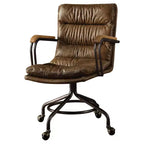 Acme Furniture Hedia Task and Office Chairs Ash Brown: Upholstered, Metal Frame, Fixed Arms, 220lb Capacity