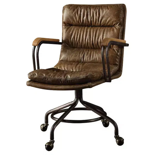 Acme Furniture Hedia Task and Office Chairs Ash Brown: Upholstered, Metal Frame, Fixed Arms, 220lb Capacity