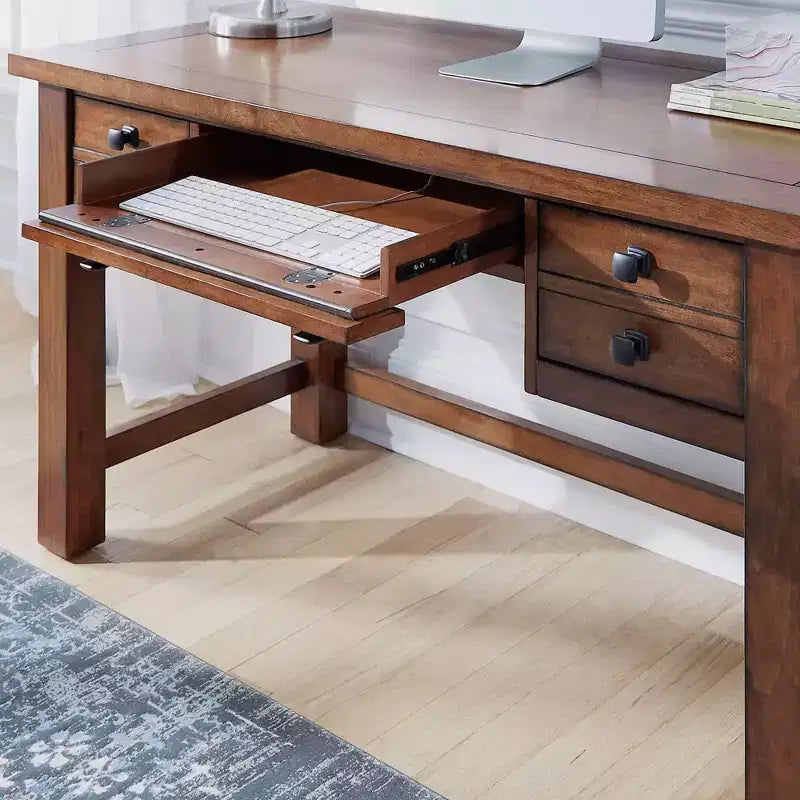 Bureau de direction Tahoe - Érable vieilli - Home Styles : Milieu du siècle moderne, cadre en bois dur, tiroirs de rangement