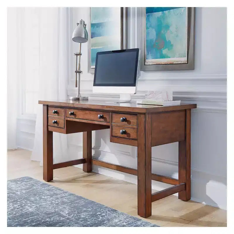 Bureau de direction Tahoe - Érable vieilli - Home Styles : Milieu du siècle moderne, cadre en bois dur, tiroirs de rangement