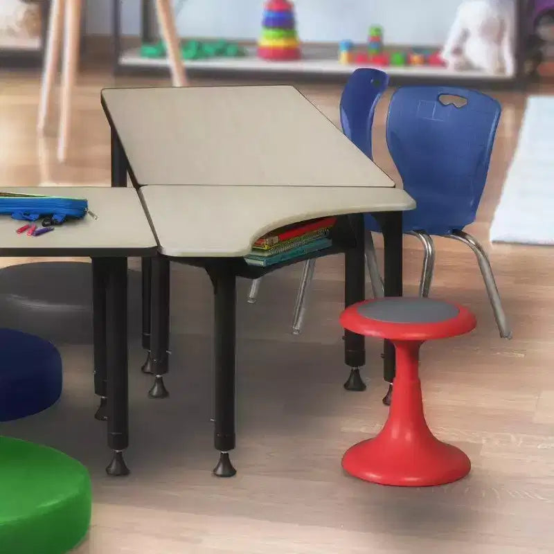 Regency Bureau d'activité scolaire réglable en hauteur 28" Boomerang avec rangement pour livres Érable : Cadre métallique robuste, nettoyage ponctuel, garantie de 10 ans