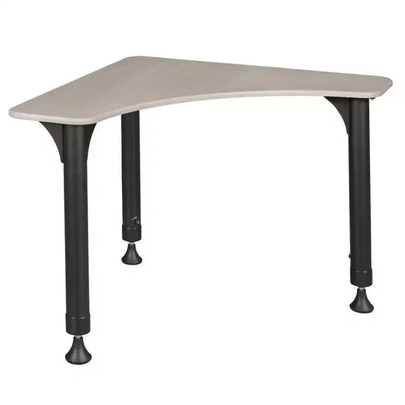 28" Boomerang Height Adjustable Activity School Desk Maple - Regency: Chrome Post Legs, Round Corner