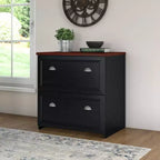 Classeur à 2 tiroirs Fairview Noir antique – Bush Furniture : Latéral, design élégant, plateau cerisier-brun