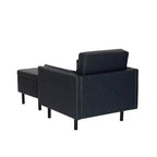 Chaise et pouf Linon Wallis en similicuir marine