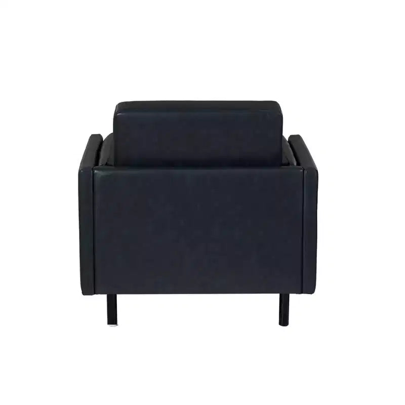 Chaise et pouf Linon Wallis en similicuir marine
