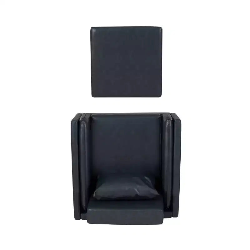Chaise et pouf Linon Wallis en similicuir marine