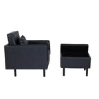 Chaise et pouf Linon Wallis en similicuir marine