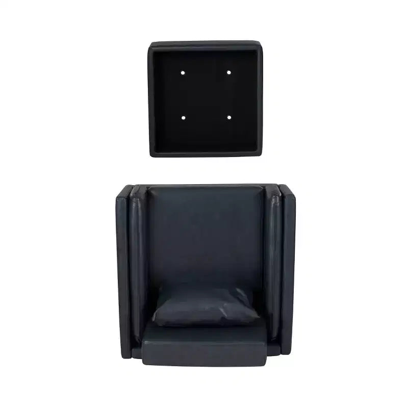 Chaise et pouf Linon Wallis en similicuir marine