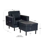 Chaise et pouf Linon Wallis en similicuir marine