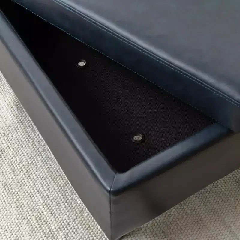 Chaise et pouf Linon Wallis en similicuir marine