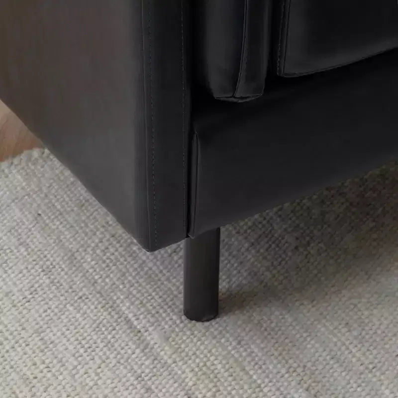 Chaise et pouf Linon Wallis en similicuir marine