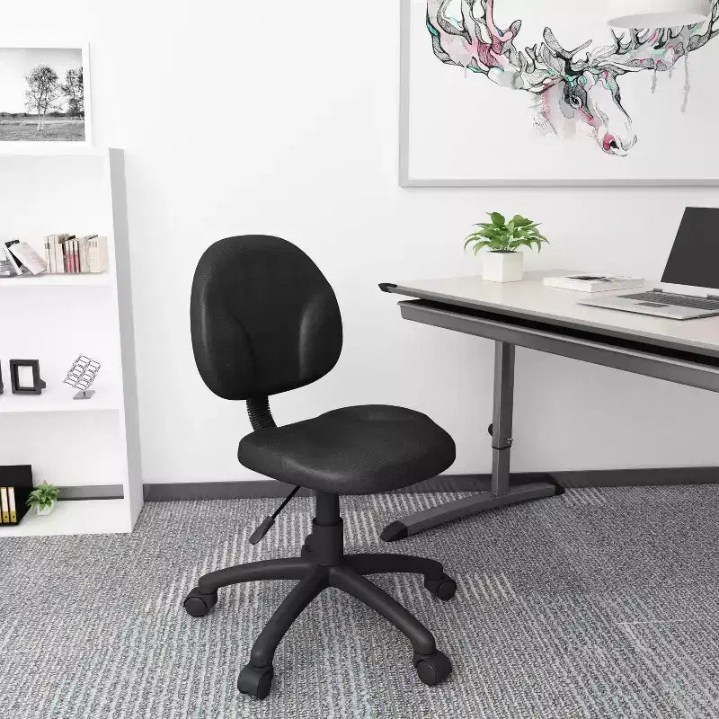 Chaise de bureau Boss Products Diamond noire : rembourrée, pivotante, réglable en hauteur, structure métallique, pieds en nylon