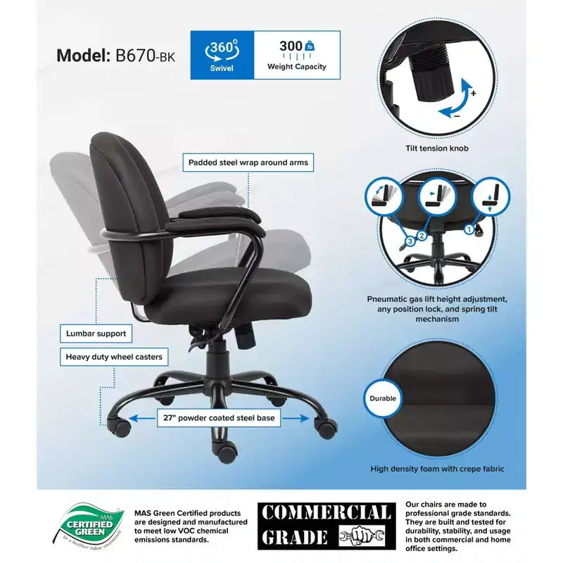 Fauteuil de bureau intensif noir - Boss Office Products