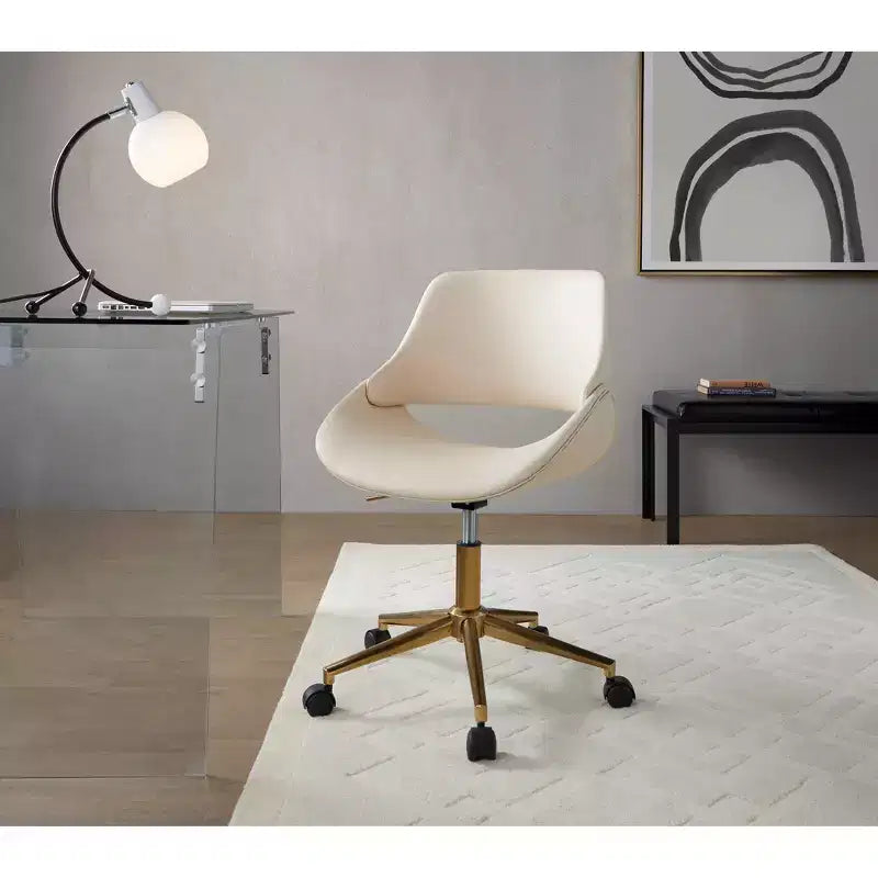 Chaise de bureau LumiSource Fabrico Or/Crème PU