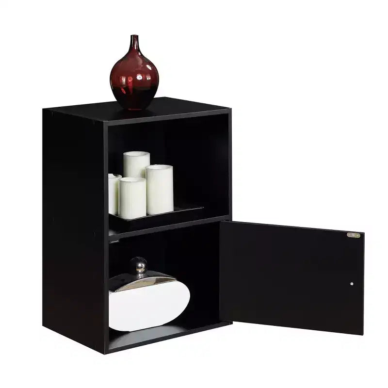 Meuble bas 1 porte noir 23,5" - Breighton Home : Étagère moderne empilable avec bouton chromé