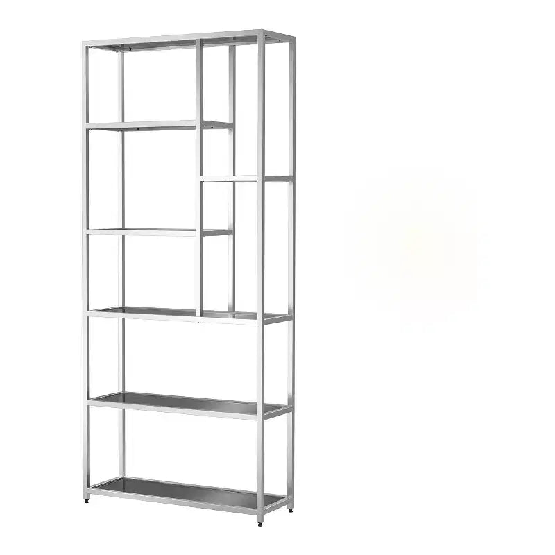 miBasics 90,5" Suncroft Étagère bibliothèque d'appoint en verre chromé : Style glamour de luxe, 7 niveaux, finition métallique