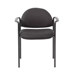 Chaise Empilable Moderne en Tissu Noir avec Accoudoirs - Boss Office Products : Revêtement Vinyle, Cadre Métallique