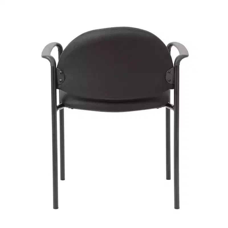 Chaise Empilable Moderne en Tissu Noir avec Accoudoirs - Boss Office Products : Revêtement Vinyle, Cadre Métallique