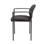 Chaise Empilable Moderne en Tissu Noir avec Accoudoirs - Boss Office Products : Revêtement Vinyle, Cadre Métallique
