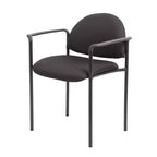 Chaise Empilable Moderne en Tissu Noir avec Accoudoirs - Boss Office Products : Revêtement Vinyle, Cadre Métallique