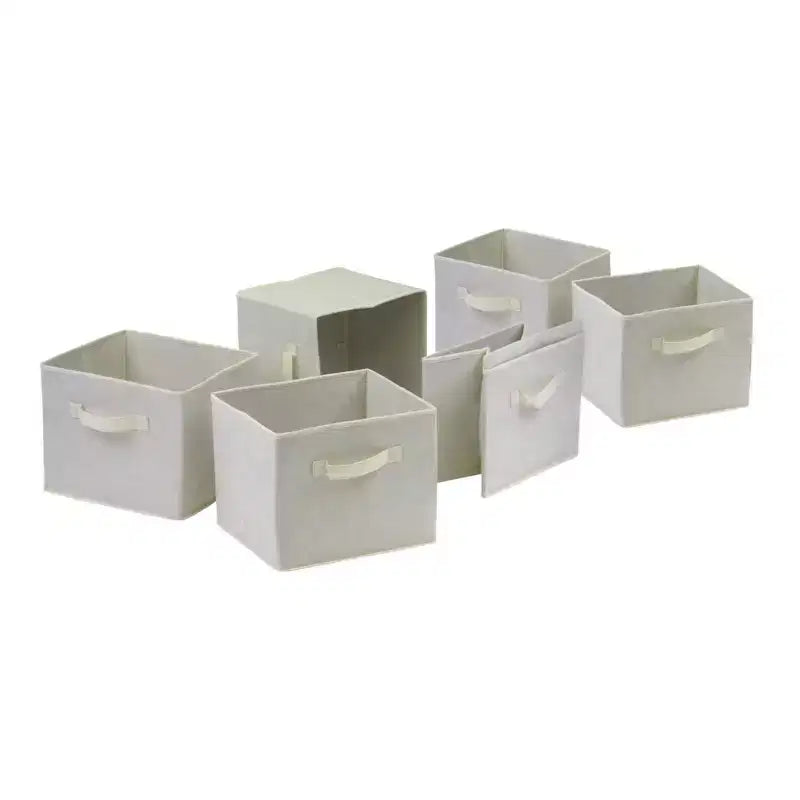 Étagère de rangement 42,99 po 7 pièces Verona avec paniers pliables en tissu Noyer - Winsome : Milieu de siècle moderne, Bois composite