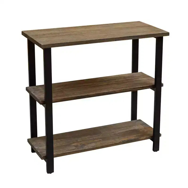Étagère à 2 tablettes Pomona 31" en métal et bois massif naturel - Meubles Alaterre