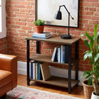 Étagère à 2 tablettes Pomona 31" en métal et bois massif naturel - Meubles Alaterre