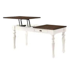 Bureau Joanna Lift Top Ivoire/Moka - Steve Silver Co. : Style Ferme, Hauteur Réglable avec Tiroir