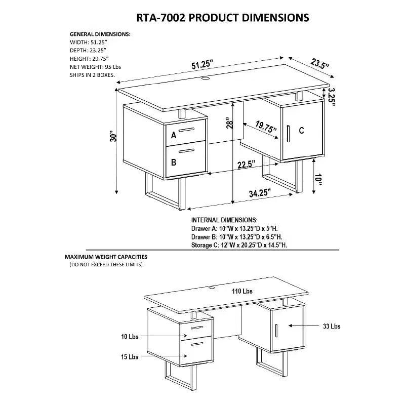 Bureau d'ordinateur moderne avec rangement Gris - Techni Mobili : Pieds en métal élégants, meuble de rangement, plateau flottant