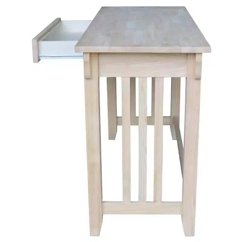 Bureau International Concepts Mission avec tiroir inachevé : poste de travail de bureau en bois franc de style Mid-Century Modern