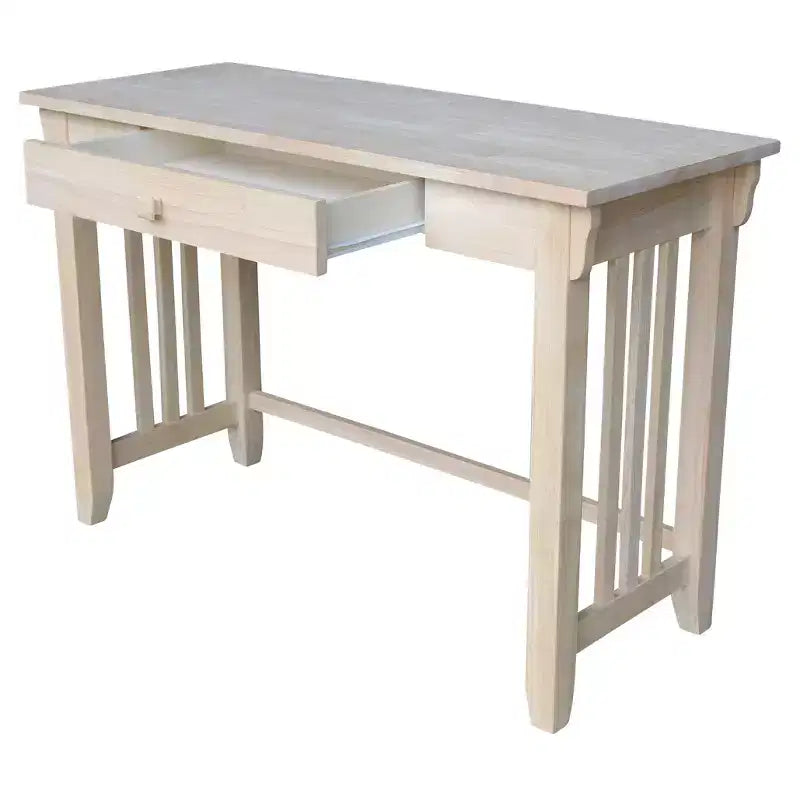 Bureau International Concepts Mission avec tiroir inachevé : poste de travail de bureau en bois franc de style Mid-Century Modern