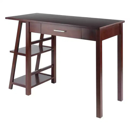 Aldric Writing Desk Walnut - Winsome: Home Office, Side Shelves, Study Table