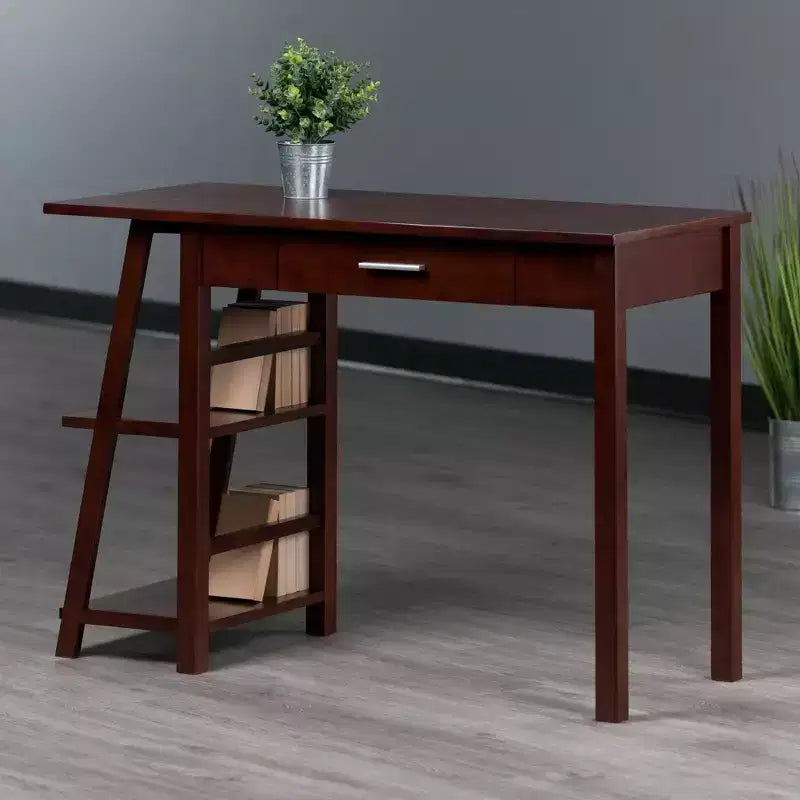 Bureau Aldric Noyer - Winsome : Bureau à domicile, étagères latérales, table d'étude
