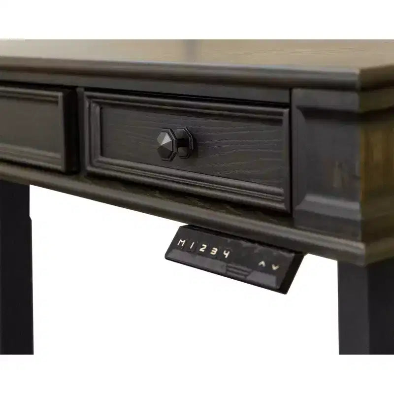 Kingston Bureau assis-debout électronique en bois traditionnel marron foncé - Martin Furniture : Hauteur réglable, Collection Hartford