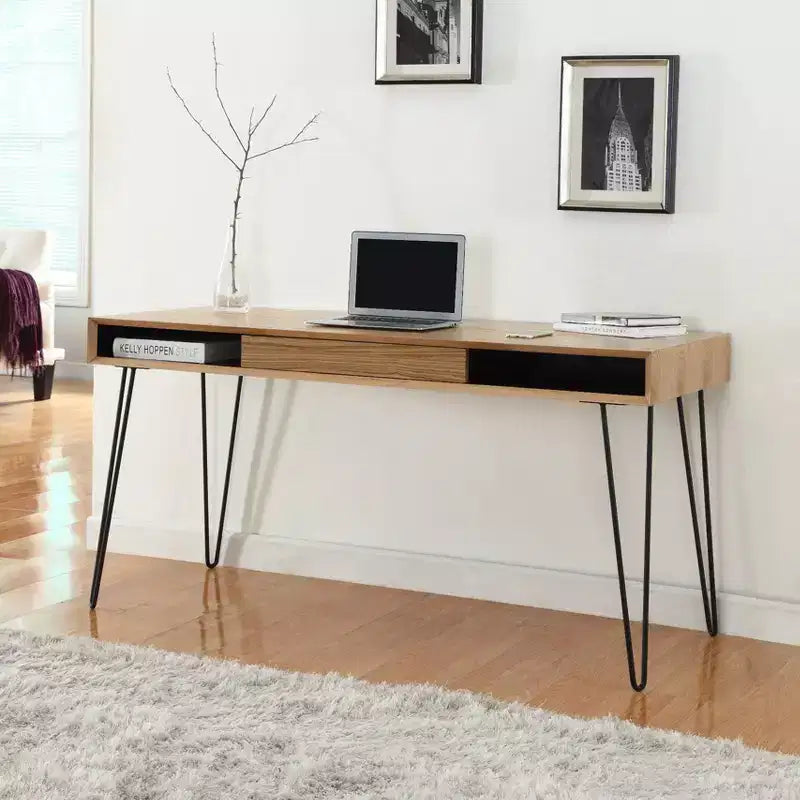 Proman Products Bureau Marcus Naturel - Proman Products : Structure en acier, Surface en placage, Tiroir de rangement multifonctionnel