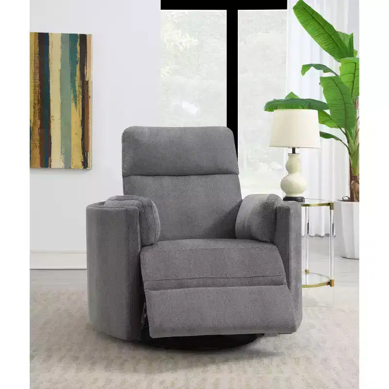 Fauteuil à assise active 40" Sagen en chenille anthracite - Acme Furniture : Fauteuil inclinable planeur moelleux, aucun assemblage requis